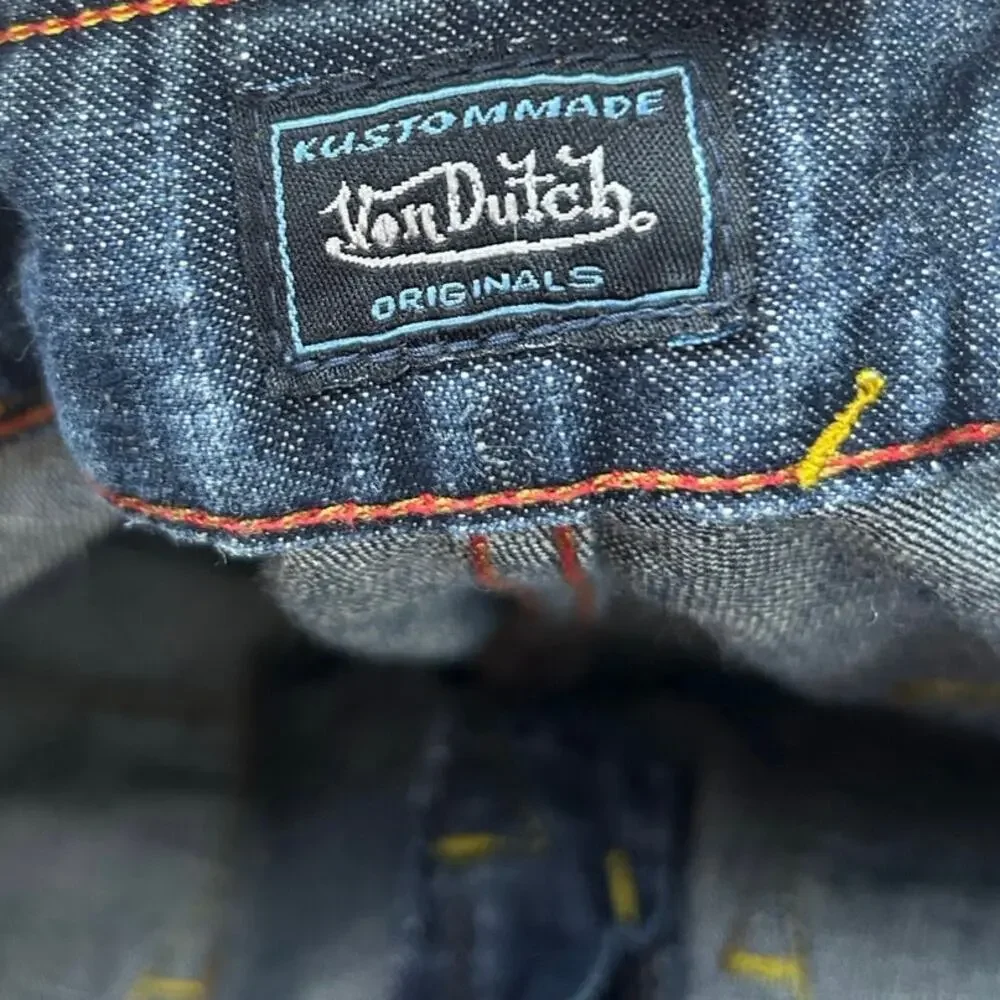 Y2K Von Dutch Low Rise Flare Jeans Indie Sleaze Denim 2000s Vintage - Picture 7 of 9